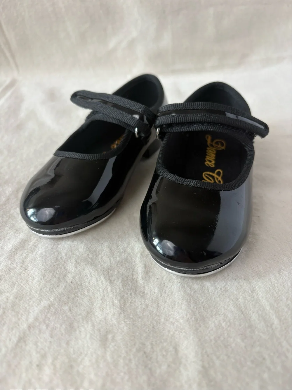 Toddler Girls' Black Patent Mary Jane Tap Shoes with Velcro Strap Size 7 Ballet